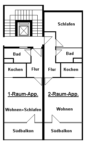 Grundrissskizze Appartments Haus Bayerwald